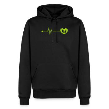 Battements de cœur végétaliens - Sweat à capuche Premium bio Homme - noir - Devant - Nico (187cm)