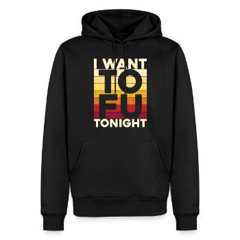 Je veux du tofu ce soir - Sweat à capuche Premium bio Homme - noir - Devant - Nico (187cm)