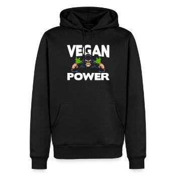 Vegan Power - Männer Premium Bio Hoodie - Schwarz - Vorne - Nico (187cm)