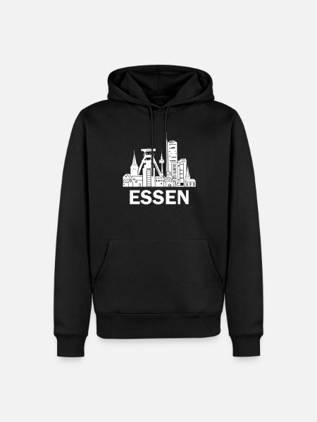 Essen City Skyline Silhouette Stadt Essen - Männer Premium Bio Hoodie - Schwarz