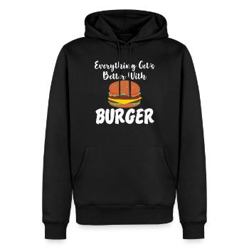 Burger Lover Cadeau - Sweat à capuche Premium bio Homme - noir - Devant - Nico (187cm)