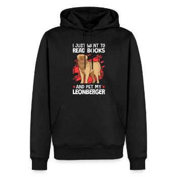 Lire des livres et AVC Leonberger - Sweat à capuche Premium bio Homme - noir - Devant - Nico (187cm)