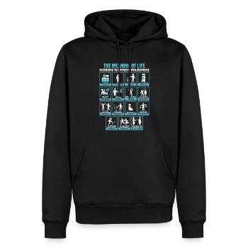 Sokrates Philosophie Design - Männer Premium Bio Hoodie - Schwarz - Vorne - Nico (187cm)