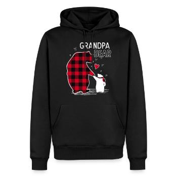Grand-père ours - Sweat à capuche Premium bio Homme - noir - Devant - Nico (187cm)