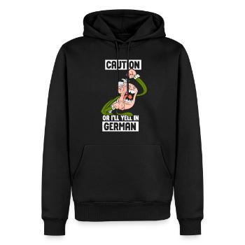 Vorsicht Oder Ich Schreie Auf Deutsch Deutschland - Männer Premium Bio Hoodie - Schwarz - Vorne - Nico (187cm)