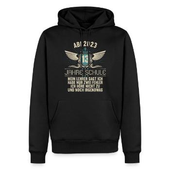 Abitur 2 erreurs n’écoute pas et autre chose - Sweat à capuche Premium bio Homme - noir - Devant - Nico (187cm)