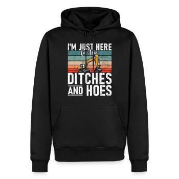 Funny construction workers & construction site excavator drivers - Men’s Premium Organic Hoodie - black - Front - Nico (187cm)