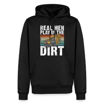 Drôles d’ouvriers de la construction et de conducteurs d’excavatrices de chantier - Sweat à capuche Premium bio Homme - noir - Devant - Nico (187cm)