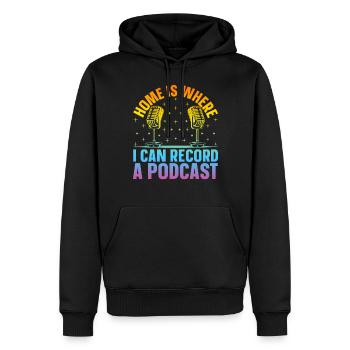 Podcast Host - Home Is Where I Can Record A Podcas - Männer Premium Bio Hoodie - Schwarz - Vorne - Nico (187cm)