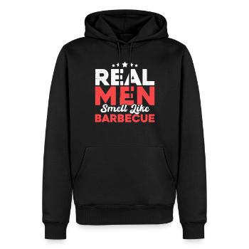 Les vrais hommes sentent le barbecue - Sweat à capuche Premium bio Homme - noir - Devant - Nico (187cm)