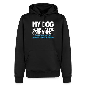 My Dog Winks At Me Sometimes - Männer Premium Bio Hoodie - Schwarz - Vorne - Nico (187cm)