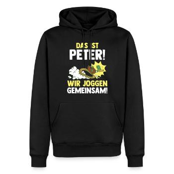 C’est Gerda nous courons ensemble canard - Sweat à capuche Premium bio Homme - noir - Devant - Nico (187cm)