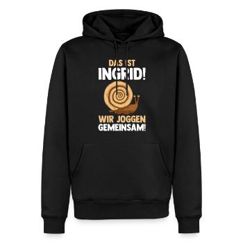 Das Ist Gerda Wir Joggen Gemeinsam Schnecke - Männer Premium Bio Hoodie - Schwarz - Vorne - Nico (187cm)