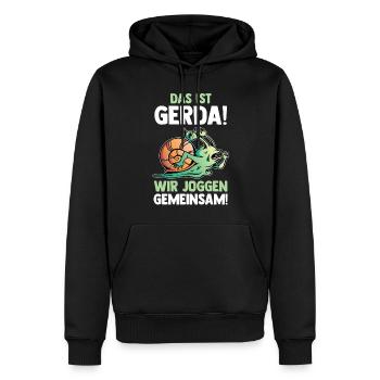 Das Ist Gerda Wir Joggen Gemeinsam Schnecke - Männer Premium Bio Hoodie - Schwarz - Vorne - Nico (187cm)