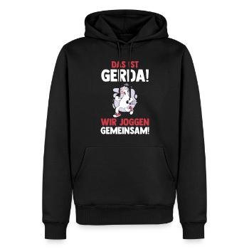 C’est Gerda nous courons ensemble vache - Sweat à capuche Premium bio Homme - noir - Devant - Nico (187cm)