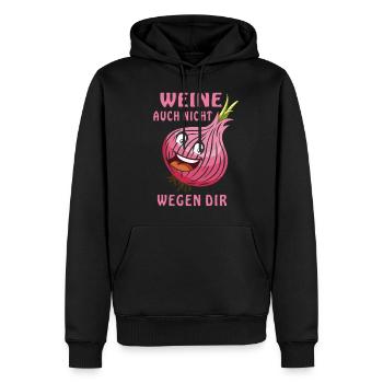 ZWIEBEL WEINE AUCH NICHT WEGEN DIR - Männer Premium Bio Hoodie - Schwarz - Vorne - Nico (187cm)