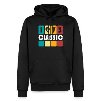 50th birthday born 1973 Classic 1973 - Men’s Premium Organic Hoodie - black - Front - Nico (187cm)