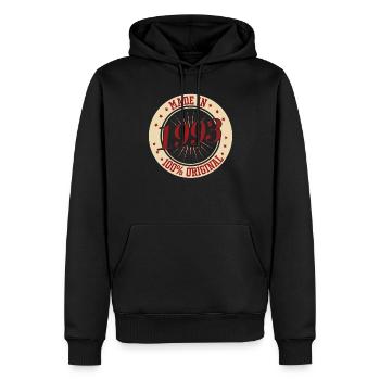 Made in 1993 100 OriginalGeburtstag Sprüche - Männer Premium Bio Hoodie - Schwarz - Vorne - Nico (187cm)