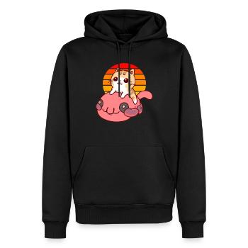 Katze reitet einen Blobfisch - Männer Premium Bio Hoodie - Schwarz - Vorne - Nico (187cm)