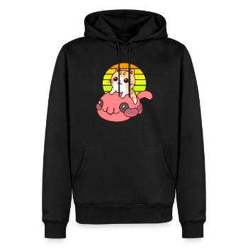 Katze reitet einen Blobfisch - Männer Premium Bio Hoodie - Schwarz - Vorne - Nico (187cm)