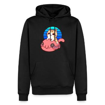 Katze reitet einen Blobfisch - Männer Premium Bio Hoodie - Schwarz - Vorne - Nico (187cm)