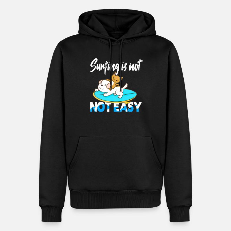 Le surf n’est pas facile - Sweat à capuche Premium bio Homme - noir