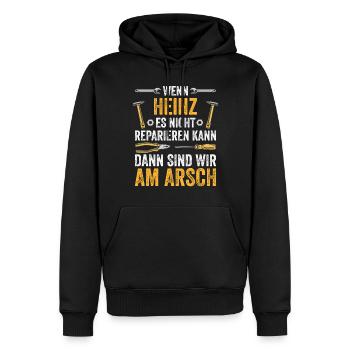 Lustiges Heinz Handwerker Heimwerker Sprüche - Männer Premium Bio Hoodie - Schwarz - Vorne - Nico (187cm)