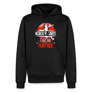 Niemand Interessiert Es Wirf Weiter Speerwerfen - Männer Premium Bio Hoodie - Schwarz - Vorne - Nico (187cm)