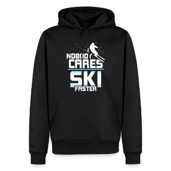 Personne ne se soucie de skier plus vite - Sweat à capuche Premium bio Homme - noir - Devant - Nico (187cm)