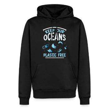 Keep our oceans plastic-free sea sea - Men’s Premium Organic Hoodie - black - Front - Nico (187cm)