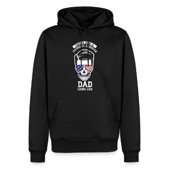 Voici à quoi ressemble un père américain patriote - Sweat à capuche Premium bio Homme - noir - Devant - Nico (187cm)