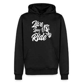 Live Love and Ride Horses - Men’s Premium Organic Hoodie - black - Front - Nico (187cm)