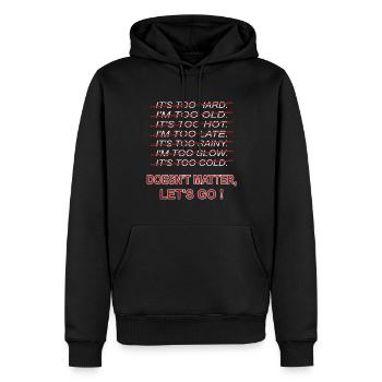 Motivation brings you success in sports - Men’s Premium Organic Hoodie - black - Front - Nico (187cm)