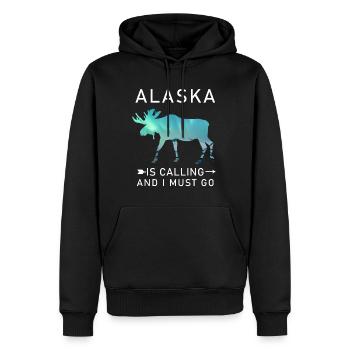 Alaska Geschenk USA Natur Bär Denali Grizzly Wald - Männer Premium Bio Hoodie - Schwarz - Vorne - Nico (187cm)