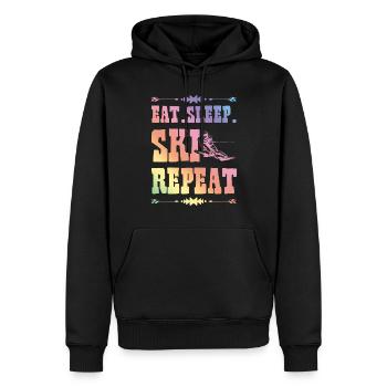 Eat Sleep Ski Repeat - Männer Premium Bio Hoodie - Schwarz - Vorne - Nico (187cm)