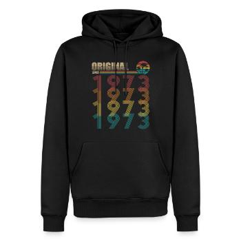 50e anniversaire né en 1973 Original depuis 1973 - Sweat à capuche Premium bio Homme - noir - Devant - Nico (187cm)