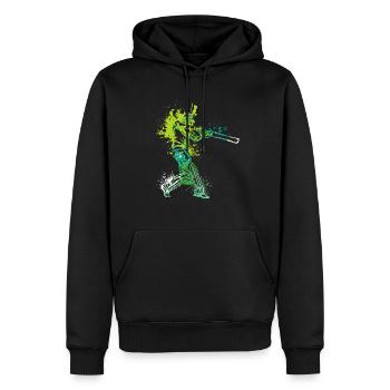 Splash Art Cricket Player - Männer Premium Bio Hoodie - Schwarz - Vorne - Nico (187cm)