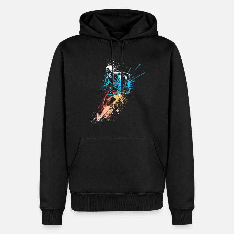 Splash Art Rugby Player - Sweat à capuche Premium bio Homme - noir