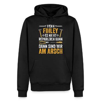 Lustiges Finley Handwerker Heimwerker Sprüche - Männer Premium Bio Hoodie - Schwarz - Vorne - Nico (187cm)