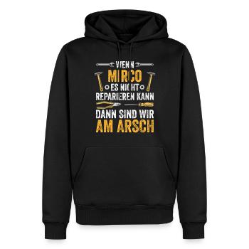 Lustiges Mirco Handwerker Heimwerker Sprüche - Männer Premium Bio Hoodie - Schwarz - Vorne - Nico (187cm)