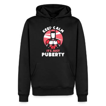 Ruhe Bewahren Es Ist Nur Die Pubertät Erwachsen - Männer Premium Bio Hoodie - Schwarz - Vorne - Nico (187cm)