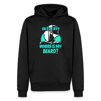 Ok Pubertät Wo Ist Mein Bart? Erwachsen Teenager - Männer Premium Bio Hoodie - Schwarz - Vorne - Nico (187cm)