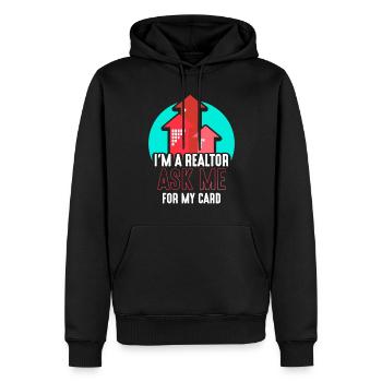Je suis un agent immobilier qui me demande ma carte - Sweat à capuche Premium bio Homme - noir - Devant - Nico (187cm)