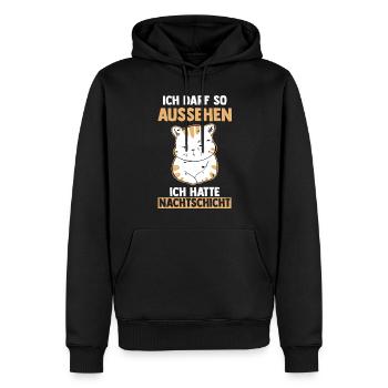 Ich Darf So Aussehen Ich Hatte Nachtschicht Katze - Männer Premium Bio Hoodie - Schwarz - Vorne - Nico (187cm)