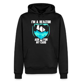 Je suis un agent immobilier qui me demande ma carte - Sweat à capuche Premium bio Homme - noir - Devant - Nico (187cm)