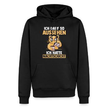 Ich Darf So Aussehen Ich Hatte Nachtschicht Kaffee - Männer Premium Bio Hoodie - Schwarz - Vorne - Nico (187cm)