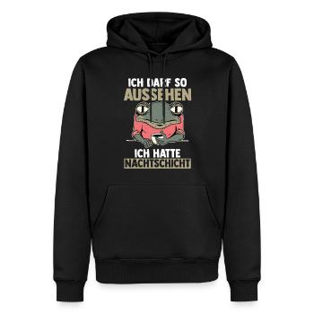 Ich Darf So Aussehen Ich Hatte Nachtschicht Kaffee - Männer Premium Bio Hoodie - Schwarz - Vorne - Nico (187cm)