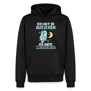 Ich Darf So Aussehen Ich Hatte Nachtschicht Eule - Männer Premium Bio Hoodie - Schwarz - Vorne - Nico (187cm)
