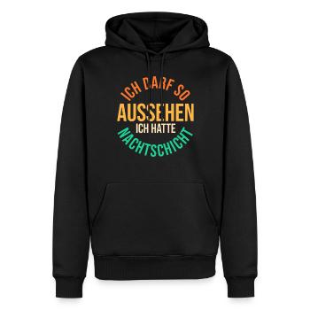Ich Darf So Aussehen Ich Hatte Nachtschicht - Männer Premium Bio Hoodie - Schwarz - Vorne - Nico (187cm)