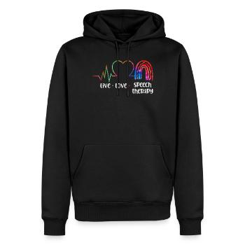 Assistant orthophoniste - Sweat à capuche Premium bio Homme - noir - Devant - Nico (187cm)